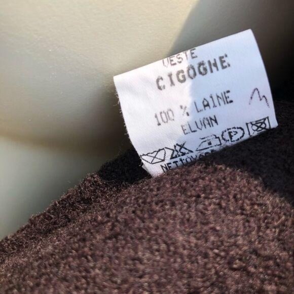 Eva Tralala Paris Wool Cardigan 2 Coat Jacket Ruffle Brown Long Sleeve Top Crop - Picture 6 of 8